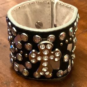 New Black with Silver Studs and Cross with Rhinestones